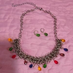 Colorful Chainmaille Necklace And Earring Set